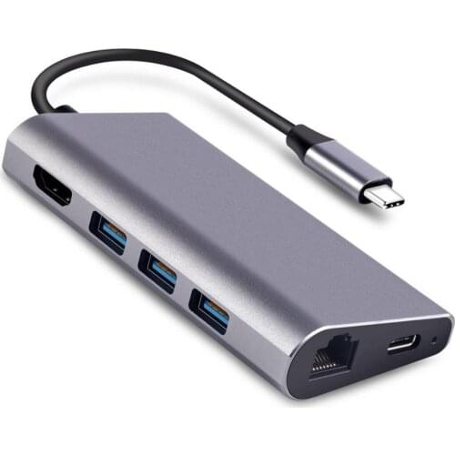8 in 1 USB C HUB Type C to 4K HDMI 1000M Gigabit Ethernet USB 3.0 SD/TF Card Reader With PD Charging For Macbook Pro USB 3.0 HUB