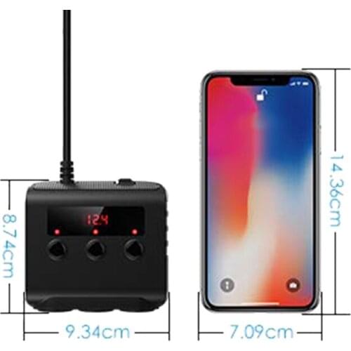 12V/24V Car Cigarette Lighter Adapter 100W Car Charger with 4 USB Ports and 3 Sockets Cigarette Lighter Power Splitter, On/Off S