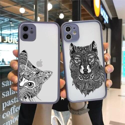 Animal elephant giraffe Phone Cases matte transparent For iphone 7 8 11 12 plus mini x xs xr pro max cover