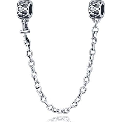 CodeMonkey Safety Chain Charms Fit Original 3mm Charms Bracelet 100% Real 925 Sterling Silver For Women DIY Jewelry CMS1527