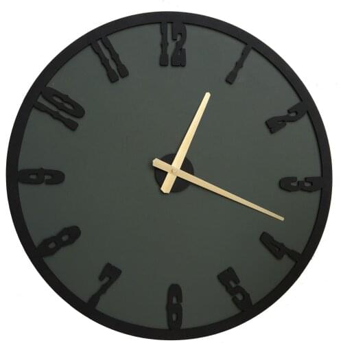 North Designed Mold Green Black Decorative Wall Clock 48 Cm