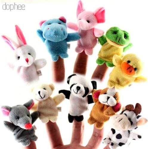 Dophee 10pcs Baby toy Animal Finger Puppet Plush Toys Cartoon Biological Child Baby For Birthday Gift