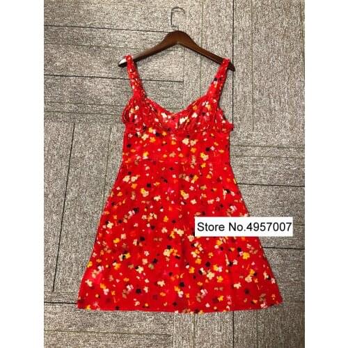 ElfStyle Top Quality Women Silk Ruffle Short Mini Dress With Shoulder Strap