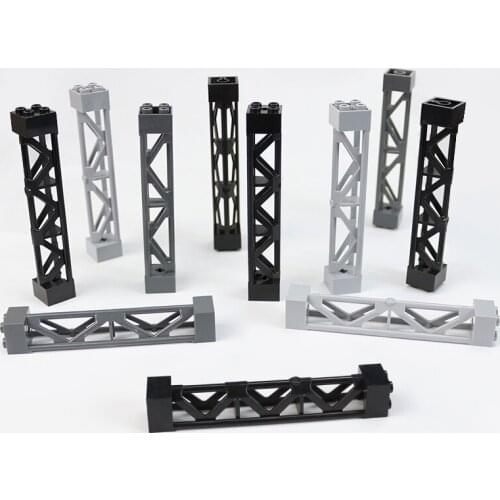 City Block Lattice Tower 2X2X10 DIY Enlighten Block Brick Part Building Bracket Connecting Bricks Toys Legoed Assembles Particle