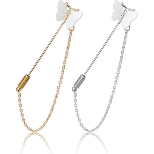Classic Shell butterfly Chain Brooch For Women Girls Fashion Elegant Scarf Animal Badge Pin Jewelry Party Gifts