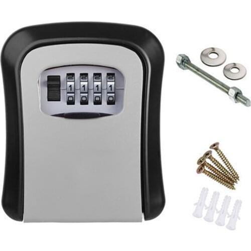 Key Lock Box Wall Mounted Aluminum alloy Key Safe Box Weatherproof 4 Digit Combination Key Storage Lock Box Indoor Outdoor