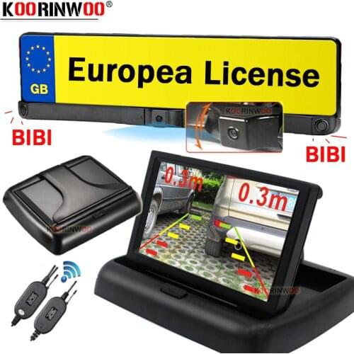 Koorinwoo EU European License Plate Frame camera Car Rearview Camera Car parking Sensor 2 Radar With Screen Parking Assistance