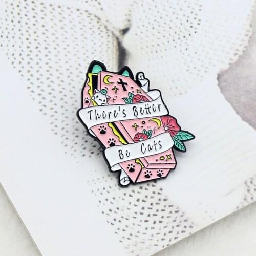 Creative Wrapped Ribbon Flower Pink Coffin Enamel Brooch Personality Cartoon Alloy Badge Pins Collar Accessories Gift for friend