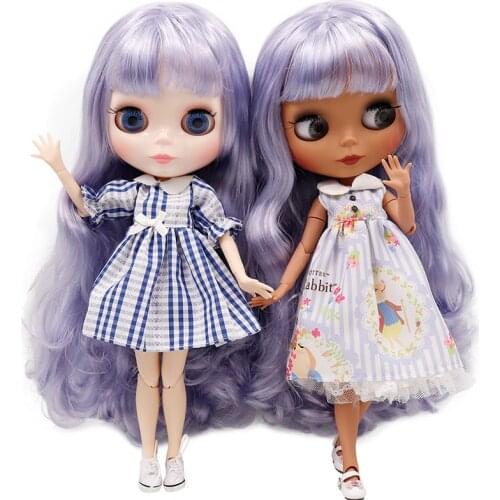 ICY DBS factory blyth doll joint body glossy face or frosted face purple big curly hair DIY sd gift toy