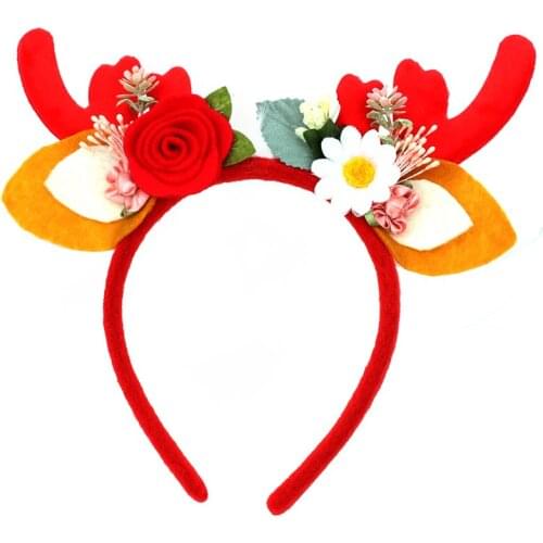 Antlers Flower Hair Bands Pine Cone Pearl Velvet Baby Headbands Holder For Girls Children Kids Christmas Party Hair Accessories