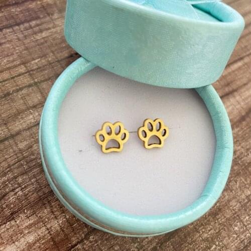 Cute Cat Woman Contracted Animal Footprints Earring Is Small Adorn Article Personality PAWS Dog Paw Stud Earrings