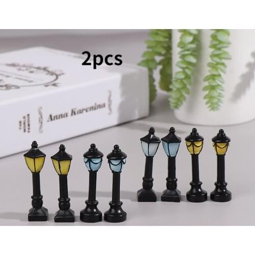 2PCS/lot Mini Street Lamp Miniature Garden Ornament Streetlight Figurines Fairy Garden Decoration