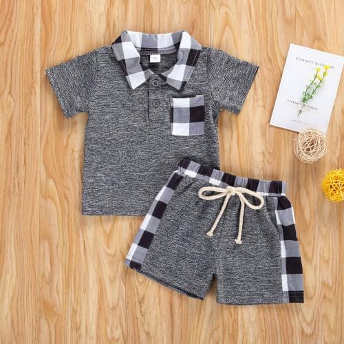 Fashion 2 Pieces Kids Suit Set Dinosaur Print Turn-Down Collar Short Sleeve T-Shirt and Shorts for Boys одежда для новорожденых