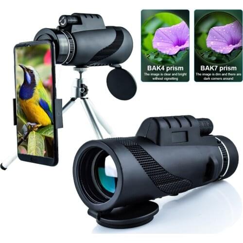 80x100 Zoom HD Monocular Telescope Day/Night Vision BAK4 Prism Plastic Telescope for Bird Watching Hunting