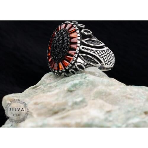 Original Sterling 925 Silver Mens ring With Zircon Stones . Mens Jewelry All Sizes Are Available