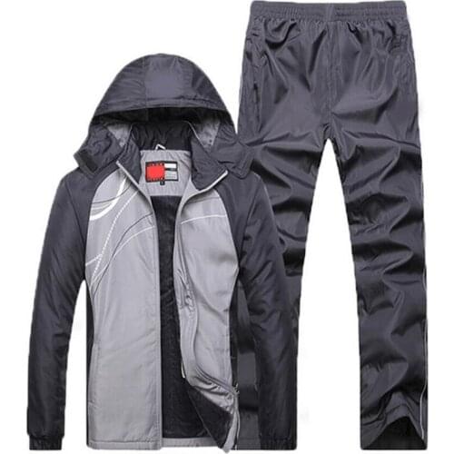 Mens Winter Tracksuits Set Thicken Fleece Hoodies + Pants Suit Warm Casual Mens Sportswear hooded Coats Hoodie Suits Jacket 5XL