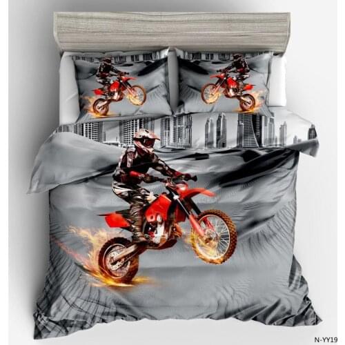 KTLRR motorcycle series duvet cover sets, racer motorcycle printed quilt cover fast motorcycle vehicle microfiber bedding cover