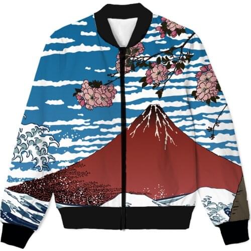 REAL American US SIZE Custom Chinese Japanese Aesthetic Waves 3D Sublimation print Zipper Up Jacket plus size 4XL 5XL 6XL