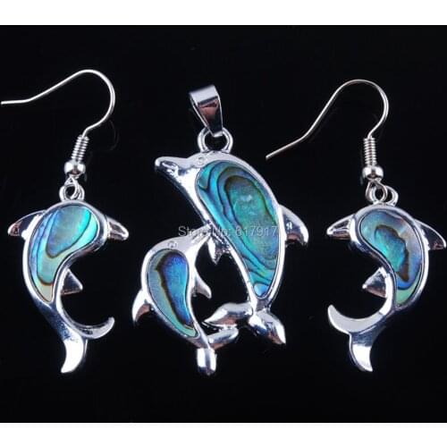 Natural New Zelanian Abalone Shell Pearl Gem Stones Dolphins Beads Pendant Earrings Jewelry TQ3040