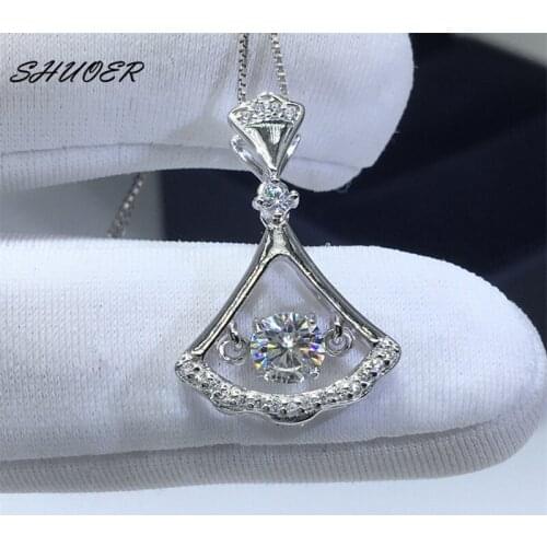 Classic 925 Sterling Silver Brilliant Cut 0.5 Carat Pass Diamond Tester D Color Moissanite Cute Skirt Pendant Necklace Jewelry