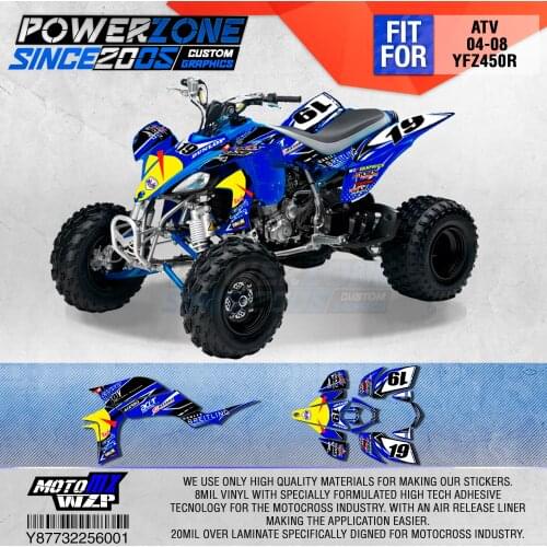 PowerZone Customized Team Graphics Backgrounds Decals 3M Custom Stickers For YAMAHA ATV 04-08 YFZ450R 001