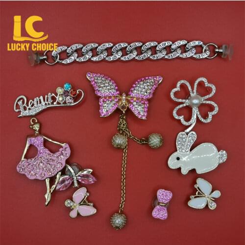 10PCS Croc Charms Designer Rhinestone for Shoe Shoe Accessories Decorations for Croc Jeans Bracelet Fit Bracelets Kid Gift