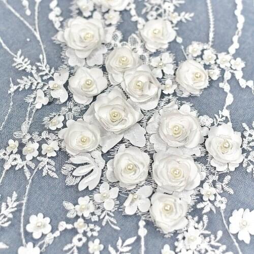 Luxury Feather Beading Embroidery Lace Fabric Cloth Wedding Dress Ribbon Trim DIY Sewing Lace Edge
