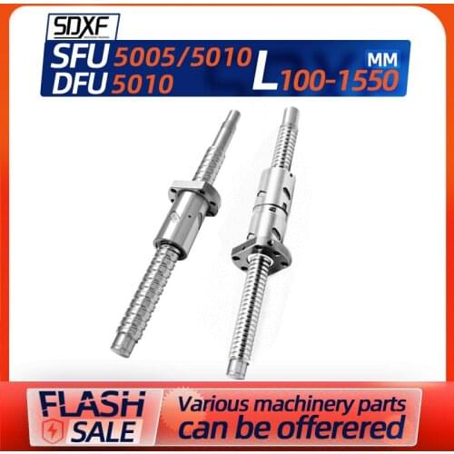 Ball screw, SFU5005/5010 with nut and end machined, the nut is a metal nut, 5010 has a double nut, you can leave a message if yo