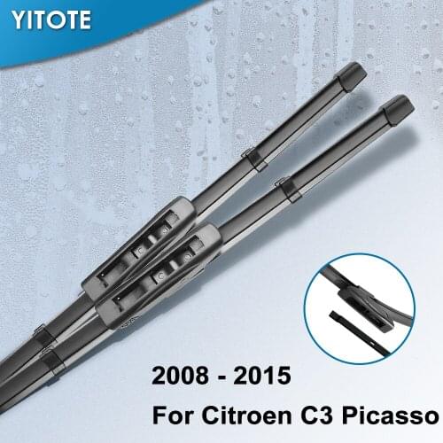 YITOTE Wiper Blades for Citroen C3 Picasso 24"&16" Fit Push Button / Bayonet Arms 2008 2009 2010 2011 2012 2013 2014 2015