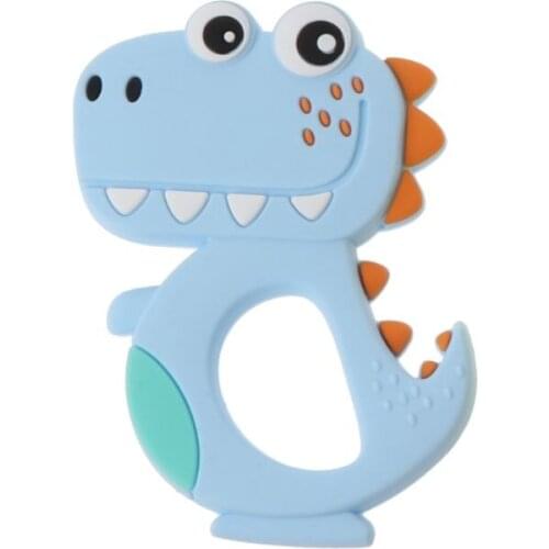 Food Grade Silicone Teethers DIY Animal Dinosaur Baby Ring Teether Infant Chew Charms Kids Teething Gift Toddler Toys Dropship