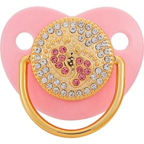 Blue baby diamond foot pacifier 0-18 months BPA free Bling pacifier food grade baby pacifier