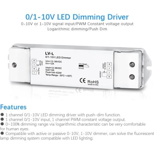 0/1-10V LED Dimming Driver PWM Constant Voltage 1CH DC 36V 24V 12V 0 -10V Dimmer Controller 1 Channel 1-10V Signal Input LV-L