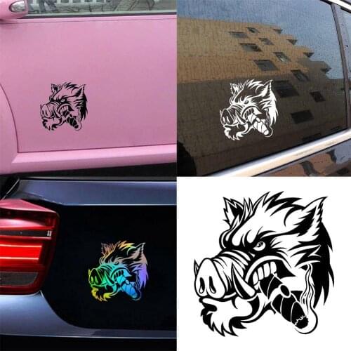 Ferocious Wild Boar Car Vehicle Body Window Reflective Decals Sticker Decor