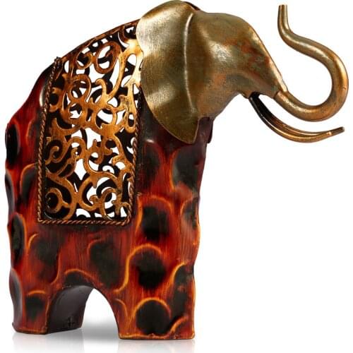 TOOARTS Carved Iron Sculpture Art Elephant Metal Animal Sculpture Home Furnishing Articles Handicrafts Home Decoration