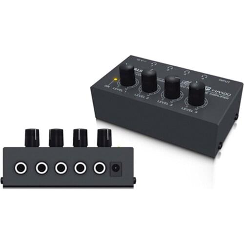 Kebidu DC 12V Ultra-Compact 4 CH Headphone Amplifier Stereo Audio Amplifier With Power Adapter For Studio Stage Application