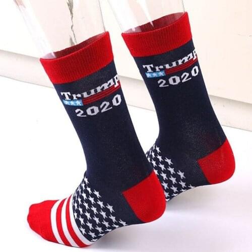 Stripe Socks With Pattern Print TRUMP United States America Cute Funny Socks Women Cotton Kawaii Female Short Warm Socks High