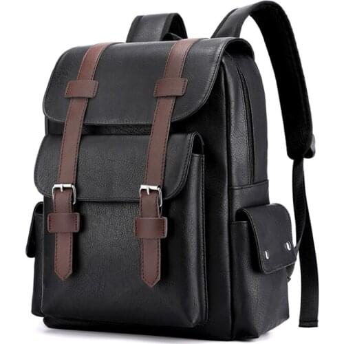 Unisex Large Capacity Backpack Soft PU Leather Men And Women Casual Travel Computer Backpacks