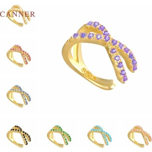 CANNER 1pcs 925 Sterling Silver Earrings For Women Color Cross Ear Clip Gold/Silver Jewelry Ear Piercing Mom Gift 2021 Trend