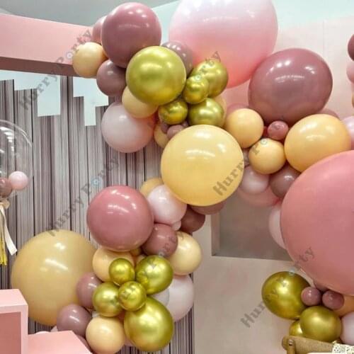 133Pcs Chrome Metallic Gold Balloon Garland Arch Kit For Wedding Party Decoration Cream Peach Apricot Latex Balloons Supplies