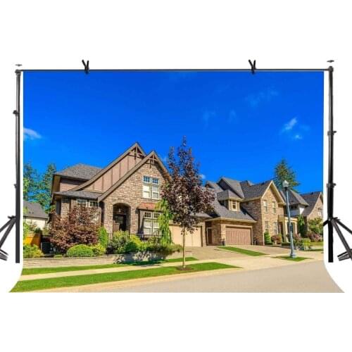 150x220cm Villa Backdrop Blue Sky Villa Beautiful Photography Background for Camera Photo Props