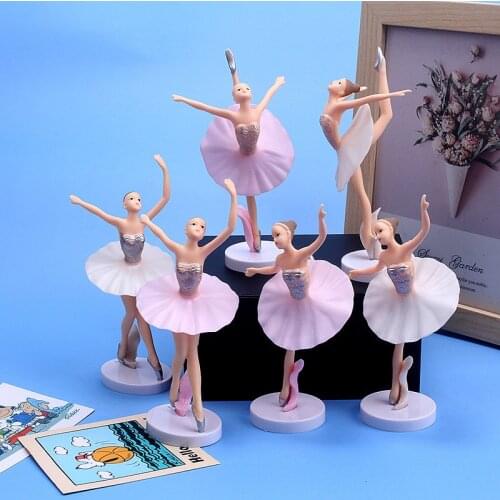 3Pcs/Set Ballet Girl Action Figures PVC Dancing Models Cupcake Topper Birthday Cake Decoration Kids Girls Toys Gift