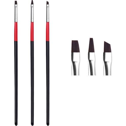 3Pcs Carving UV Gel Nail Art Acrylic Polish Tips Pen Brush Dotting Dot Builder Flat Painting Manicure Tools Set Nail Brush