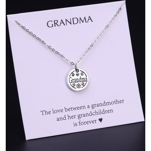 Grandma Grandmother Pendant Necklaces Mom Mother Heart Choker Necklace Women Fashion Trendy Card Jewelry Christmas Gift