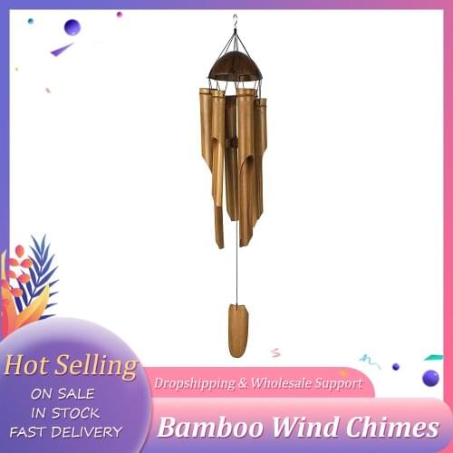 Bamboo Wind Chimes Big Horn Tube Coconut Wood Handmade Indoor And Outdoor Wall Hanging Wind Chimes Muur Opknoping Windgong Decor