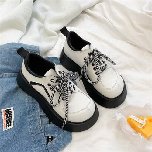 White Thick Bottom Japanese Retro Round Head British College Style Jk Uniform Shoes Womens Fashion Spring Lolita Running Shoe