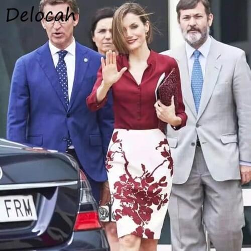 Delocah New 2021 Summer Women Fashion Runway Skirts Set Lantern Sleeve Loose Blouses + High Waist Pencil Skirts Two Pieces Suits