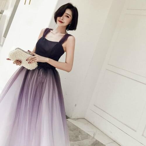 Evening Dress Elegant Gradient Color Purple Lace Up Formal Gown Sexy Spaghetti Strap Long Prom Party Dresses