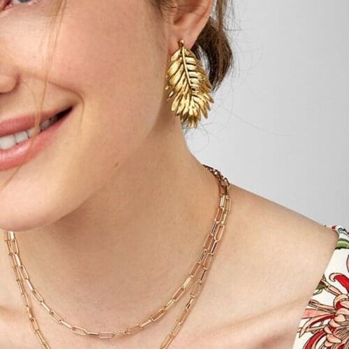 Doreen Box Ear Creative Leave Shape Earrings Gold Silver Color Leaf Women Vintage Fashion Earrings Statement Jewelry Gift,1Pair