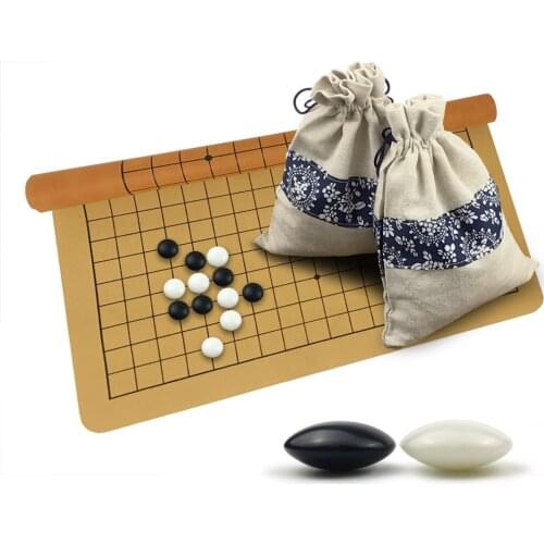 Go Game Plastic Single or Double Side Chess Pieces Wei Qi Chess Set 361 Pieces For 19 Road PU Leather board Chinese Old Game G83