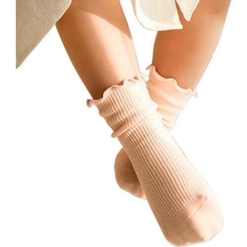Emmababy Toddler Baby Girls Cotton Socks Warm Seamless Solid Color Knit Ruffle Crew Socks for Boys Girls 0-5Years